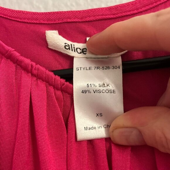 Alice‎ and Olivia Hot Pink Silk Blend Sleeveless Draped Front Bubble Dress XS - Picture 7 of 8